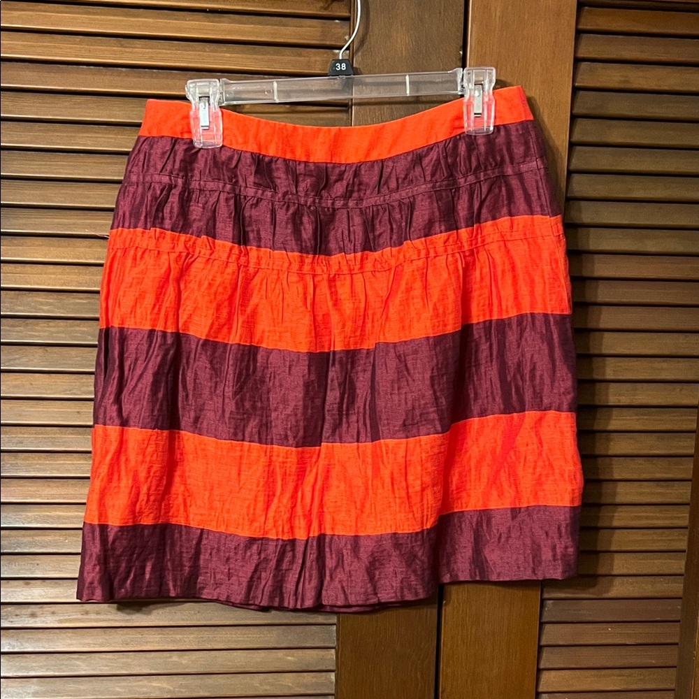 LOFT Orange and Purple Striped Mini Skirt